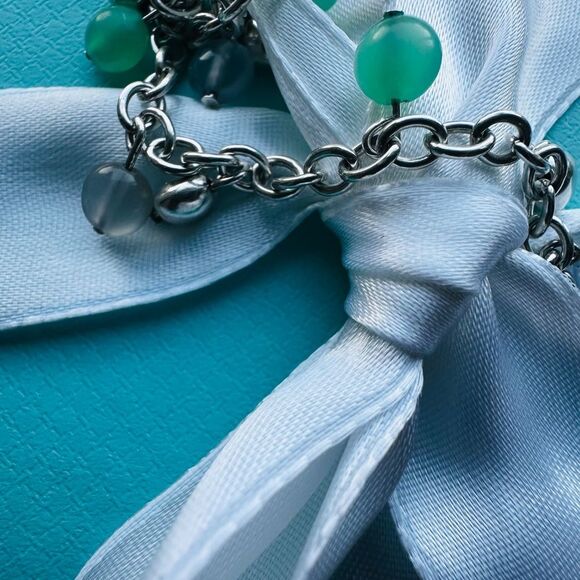 RARE Tiffany & Co Chrysoprase, Moonstone, Bead Bracelet, 6.9" - Picture 10 of 12